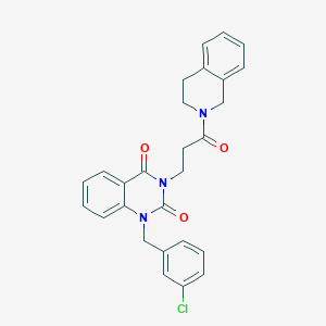 molecular formula C27H24ClN3O3 B2494940 1-(3-chlorobenzyl)-3-(3-(3,4-dihydroisoquinolin-2(1H)-yl)-3-oxopropyl)quinazoline-2,4(1H,3H)-dione CAS No. 899920-28-6