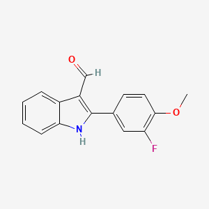 molecular formula C16H12FNO2 B2494941 2-(3-氟-4-甲氧基苯基)-1H-吲哚-3-甲醛 CAS No. 590391-04-1