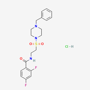 molecular formula C20H24ClF2N3O3S B2494943 N-(2-((4-benzylpiperazin-1-yl)sulfonyl)ethyl)-2,4-difluorobenzamide hydrochloride CAS No. 1189975-00-5