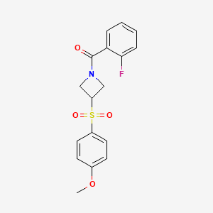 molecular formula C17H16FNO4S B2494948 (2-Fluorophenyl)(3-((4-methoxyphenyl)sulfonyl)azetidin-1-yl)methanone CAS No. 1797884-93-5