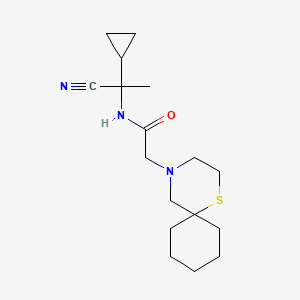 molecular formula C17H27N3OS B2494952 N-(1-Cyano-1-cyclopropylethyl)-2-(1-thia-4-azaspiro[5.5]undecan-4-yl)acetamide CAS No. 1436339-36-4
