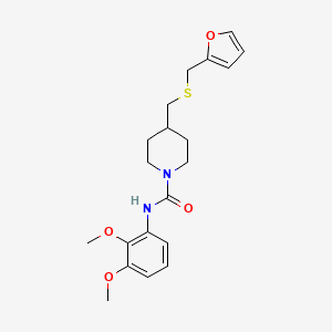 molecular formula C20H26N2O4S B2494957 N-(2,3-dimethoxyphenyl)-4-(((furan-2-ylmethyl)thio)methyl)piperidine-1-carboxamide CAS No. 1396857-63-8