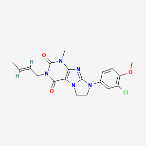 molecular formula C19H20ClN5O3 B2494958 2-[(E)-but-2-enyl]-6-(3-chloro-4-methoxyphenyl)-4-methyl-7,8-dihydropurino[7,8-a]imidazole-1,3-dione CAS No. 887696-52-8