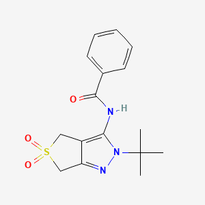 molecular formula C16H19N3O3S B2494961 N-(2-tert-butyl-5,5-dioxo-4,6-dihydrothieno[3,4-c]pyrazol-3-yl)benzamide CAS No. 681265-19-0