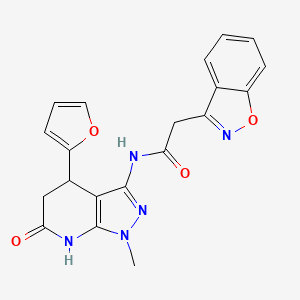 molecular formula C20H17N5O4 B2494968 2-(benzo[d]isoxazol-3-yl)-N-(4-(furan-2-yl)-1-methyl-6-oxo-4,5,6,7-tetrahydro-1H-pyrazolo[3,4-b]pyridin-3-yl)acetamide CAS No. 1209343-88-3