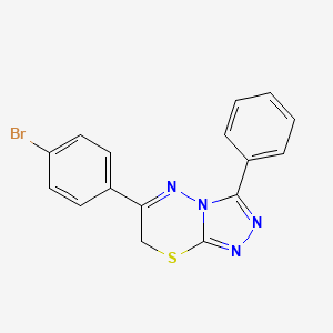 molecular formula C16H11BrN4S B2494970 6-(4-bromophenyl)-3-phenyl-7H-[1,2,4]triazolo[3,4-b][1,3,4]thiadiazine CAS No. 68469-06-7