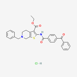 molecular formula C31H29ClN2O4S B2494976 Ethyl 2-(4-benzoylbenzamido)-6-benzyl-4,5,6,7-tetrahydrothieno[2,3-c]pyridine-3-carboxylate hydrochloride CAS No. 1216392-78-7