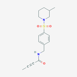 molecular formula C17H22N2O3S B2494978 N-({4-[(3-methylpiperidin-1-yl)sulfonyl]phenyl}methyl)but-2-ynamide CAS No. 2094159-17-6