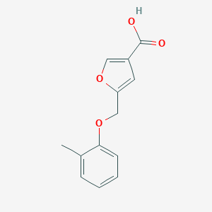 molecular formula C13H12O4 B249498 5-[(2-Methylphenoxy)methyl]-3-furoic acid 