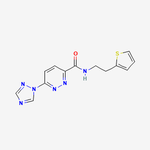 molecular formula C13H12N6OS B2494984 N-(2-(thiophen-2-yl)ethyl)-6-(1H-1,2,4-triazol-1-yl)pyridazine-3-carboxamide CAS No. 1448056-28-7
