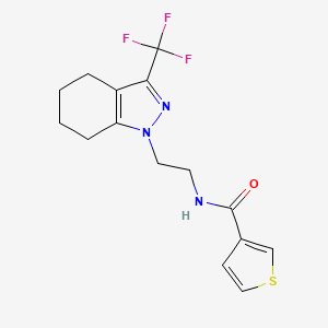 molecular formula C15H16F3N3OS B2494987 N-(2-(3-(trifluoromethyl)-4,5,6,7-tetrahydro-1H-indazol-1-yl)ethyl)thiophene-3-carboxamide CAS No. 1796967-08-2