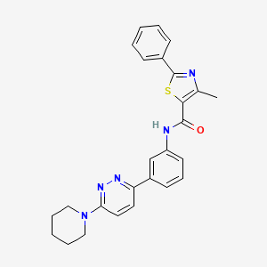 molecular formula C26H25N5OS B2494993 4-methyl-2-phenyl-N-(3-(6-(piperidin-1-yl)pyridazin-3-yl)phenyl)thiazole-5-carboxamide CAS No. 922560-58-5