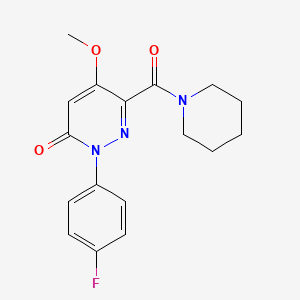 molecular formula C17H18FN3O3 B2494994 2-(4-Fluorophenyl)-5-methoxy-6-(piperidine-1-carbonyl)pyridazin-3-one CAS No. 921792-38-3
