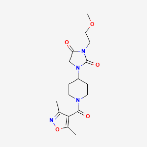 molecular formula C17H24N4O5 B2495001 1-(1-(3,5-Dimethylisoxazole-4-carbonyl)piperidin-4-yl)-3-(2-methoxyethyl)imidazolidine-2,4-dione CAS No. 2034292-21-0