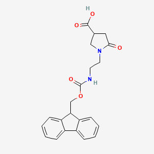molecular formula C22H22N2O5 B2495015 1-[2-(9H-Fluoren-9-ylmethoxycarbonylamino)ethyl]-5-oxopyrrolidine-3-carboxylic acid CAS No. 2138396-20-8