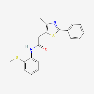 molecular formula C19H18N2OS2 B2495018 2-(4-methyl-2-phenylthiazol-5-yl)-N-(2-(methylthio)phenyl)acetamide CAS No. 1206993-81-8