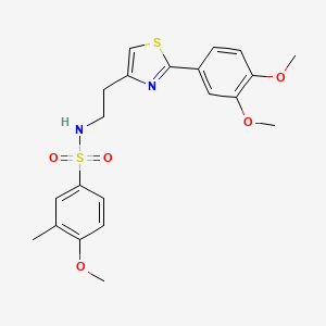 molecular formula C21H24N2O5S2 B2495034 N-(2-(2-(3,4-dimethoxyphenyl)thiazol-4-yl)ethyl)-4-methoxy-3-methylbenzenesulfonamide CAS No. 863512-42-9