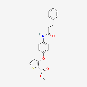 molecular formula C21H19NO4S B2495053 Methyl 3-{4-[(3-phenylpropanoyl)amino]phenoxy}-2-thiophenecarboxylate CAS No. 900019-26-3