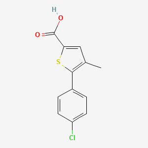 molecular formula C12H9ClO2S B2495062 5-(4-氯苯基)-4-甲基硫醚基-2-羧酸 CAS No. 832740-61-1
