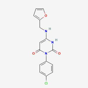 molecular formula C15H12ClN3O3 B2495070 3-(4-chlorophenyl)-6-(furan-2-ylmethylamino)-1H-pyrimidine-2,4-dione CAS No. 847398-54-3