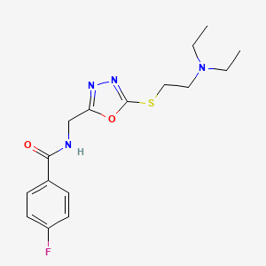 molecular formula C16H21FN4O2S B2495079 N-((5-((2-(diethylamino)ethyl)thio)-1,3,4-oxadiazol-2-yl)methyl)-4-fluorobenzamide CAS No. 941985-39-3