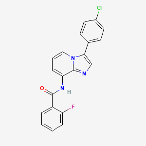 molecular formula C20H13ClFN3O B2495083 N-[3-(4-chlorophenyl)imidazo[1,2-a]pyridin-8-yl]-2-fluorobenzamide CAS No. 439096-62-5