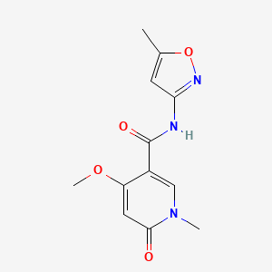 molecular formula C12H13N3O4 B2495096 4-methoxy-1-methyl-N-(5-methylisoxazol-3-yl)-6-oxo-1,6-dihydropyridine-3-carboxamide CAS No. 1821309-69-6