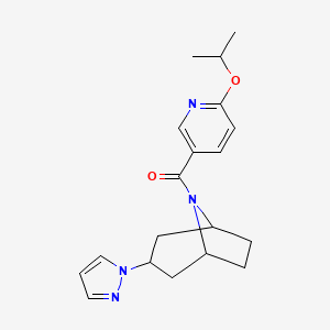 molecular formula C19H24N4O2 B2495097 ((1R,5S)-3-(1H-pyrazol-1-yl)-8-azabicyclo[3.2.1]octan-8-yl)(6-isopropoxypyridin-3-yl)methanone CAS No. 2309557-22-8