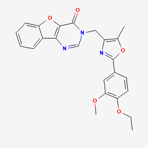 molecular formula C24H21N3O5 B2495162 3-((2-(4-ethoxy-3-methoxyphenyl)-5-methyloxazol-4-yl)methyl)benzofuro[3,2-d]pyrimidin-4(3H)-one CAS No. 1189718-94-2
