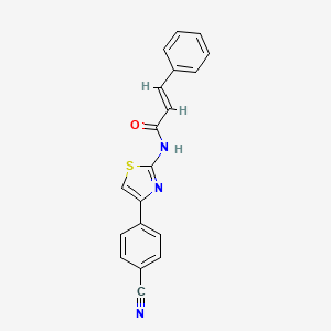 molecular formula C19H13N3OS B2495163 N-(4-(4-cyanophenyl)thiazol-2-yl)cinnamamide CAS No. 324758-56-7