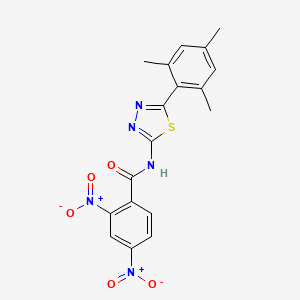 molecular formula C18H15N5O5S B2495164 2,4-dinitro-N-[5-(2,4,6-trimethylphenyl)-1,3,4-thiadiazol-2-yl]benzamide CAS No. 391227-95-5