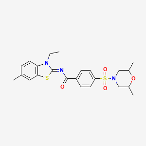 molecular formula C23H27N3O4S2 B2495166 (E)-4-((2,6-dimethylmorpholino)sulfonyl)-N-(3-ethyl-6-methylbenzo[d]thiazol-2(3H)-ylidene)benzamide CAS No. 850909-05-6