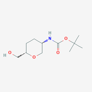 molecular formula C11H21NO4 B2495173 叔丁基-N-[(3S,6S)-6-(羟甲基)氧杂环己-3-基]氨基甲酸酯 CAS No. 603130-24-1