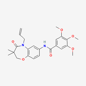 molecular formula C24H28N2O6 B2495187 N-(5-烯丙基-3,3-二甲基-4-氧代-2,3,4,5-四氢苯并[b][1,4]噁唑-7-基)-3,4,5-三甲氧基苯甲酰胺 CAS No. 921560-85-2