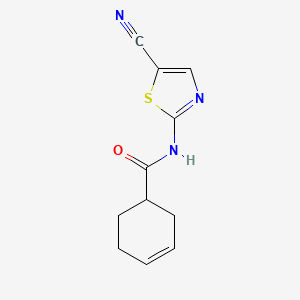 molecular formula C11H11N3OS B2495207 N-(5-氰基噻唑-2-基)环己-3-烯羧酰胺 CAS No. 1251687-23-6