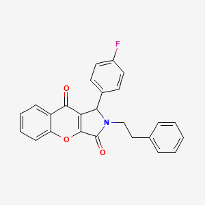 molecular formula C25H18FNO3 B2495208 1-(4-Fluorophenyl)-2-phenethyl-1,2-dihydrochromeno[2,3-c]pyrrole-3,9-dione CAS No. 632304-86-0