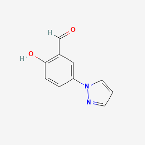 molecular formula C10H8N2O2 B2495219 2-羟基-5-吡唑-1-基苯甲醛 CAS No. 2377035-07-7