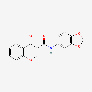 molecular formula C17H11NO5 B2495230 N-(1,3-苯并二噁杂环己-5-基)-4-氧代咯色啶-3-羧酰胺 CAS No. 477555-60-5