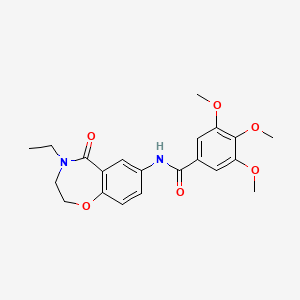 molecular formula C21H24N2O6 B2495238 N-(4-乙基-5-氧代-2,3,4,5-四氢苯并[f][1,4]噁嗪-7-基)-3,4,5-三甲氧基苯甲酰胺 CAS No. 922001-15-8