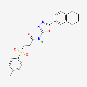 molecular formula C22H23N3O4S B2495255 N-(5-(5,6,7,8-四氢萘-2-基)-1,3,4-噁二唑-2-基)-3-对甲苯磺酰基丙酰胺 CAS No. 899982-65-1