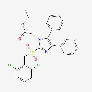 molecular formula C26H22Cl2N2O4S B2495261 乙酸-2-{2-[(2,6-二氯苯甲基)磺酰]-4,5-二苯基-1H-咪唑-1-基}乙酯 CAS No. 339277-42-8
