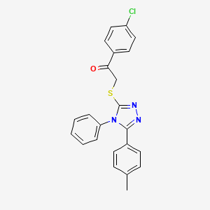 B2495265 1-(4-chlorophenyl)-2-((4-phenyl-5-(p-tolyl)-4H-1,2,4-triazol-3-yl)thio)ethanone CAS No. 540498-97-3