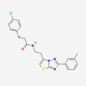 molecular formula C21H19ClN4O2S B2495269 2-(4-氯苯氧基)-N-(2-(2-(间甲苯)噻唑并[3,2-b][1,2,4]三唑-6-基)乙基)乙酰胺 CAS No. 894035-00-8