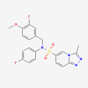 molecular formula C21H18F2N4O3S B2495272 N-(3-氟-4-甲氧基苯甲基)-N-(4-氟苯基)-3-甲基[1,2,4]三唑并[4,3-a]吡啄啉-6-磺酰胺 CAS No. 1251663-09-8