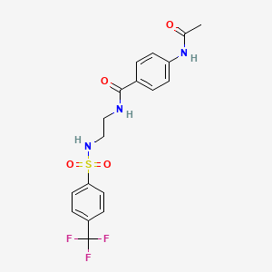 molecular formula C18H18F3N3O4S B2495274 4-acetamido-N-(2-(4-(trifluoromethyl)phenylsulfonamido)ethyl)benzamide CAS No. 1091398-92-3
