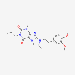 B2495276 8-(3,4-dimethoxyphenethyl)-1,7-dimethyl-3-propyl-1H-imidazo[2,1-f]purine-2,4(3H,8H)-dione CAS No. 896840-09-8