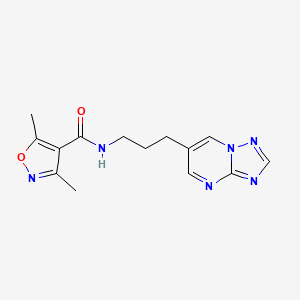 molecular formula C14H16N6O2 B2495279 N-(3-([1,2,4]三唑并[1,5-a]嘧啶-6-基)丙基)-3,5-二甲基异噁唑-4-羧酰胺 CAS No. 2034615-87-5