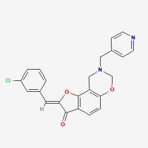 molecular formula C23H17ClN2O3 B2495290 (Z)-2-(3-chlorobenzylidene)-8-(pyridin-4-ylmethyl)-8,9-dihydro-2H-benzofuro[7,6-e][1,3]oxazin-3(7H)-one CAS No. 929824-00-0