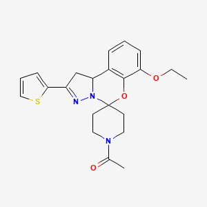 molecular formula C22H25N3O3S B2495293 1-(7-乙氧基-2-(噻吩-2-基)-1,10b-二氢螺[苯并[e]吡唑并[1,5-c][1,3]噁唑-5,4'-哌啶]-1'-基)乙酮 CAS No. 899984-05-5