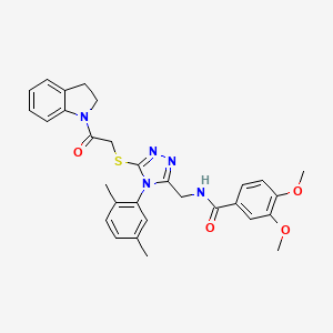 molecular formula C30H31N5O4S B2495298 N-((4-(2,5-dimethylphenyl)-5-((2-(indolin-1-yl)-2-oxoethyl)thio)-4H-1,2,4-triazol-3-yl)methyl)-3,4-dimethoxybenzamide CAS No. 309969-20-8